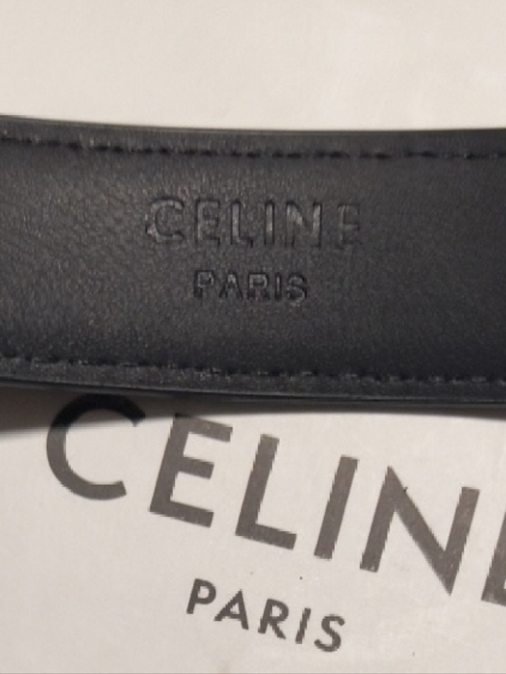 Statement  Black Leather Belt with Gold CelineTriomphe Buckle M - L Fit - Picture 4 of 6